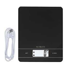 NUTRI FIT Balance de Cuisine numérique et pâtisserie 5 kg - Multifonction Rechargeable avec grattoir à pâte, Haute précision,
