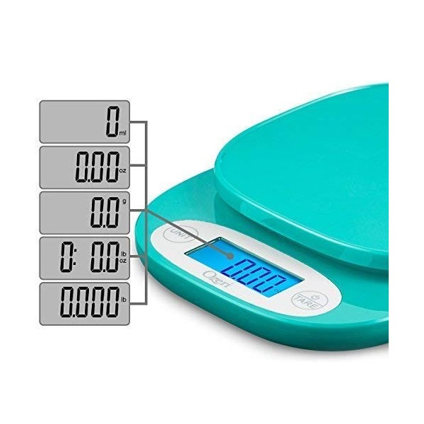 Ozeri ZK420-T Balance de jardin et de cuisine, polycarbonate, bleu sarcelle