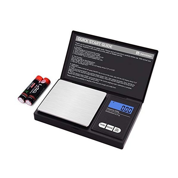 UNIWEIGH Balance à Grammes,200 gx0.01g 0.001 oz Balance digitale de poche,Balance électronique intelligente,Mini balance por
