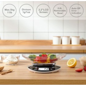 SENSSUN Balances de cuisine numériques Balances électroniques pour aliments avec grand écran LCD noir 