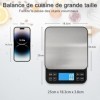 BOMATA Balance de cuisine grande taille, précision de 0,1 g, balance de boulangerie de 5 kg fonction pourcentage, rechargeabl