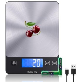 [ Rechargeable & 15kg ] Balance de Cuisine Numérique, Balance Cuisine électronique USB C, Balance Alimentaire de Haute précis