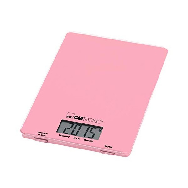 Balance de cuisine numérique Clatronic KW 3626 LCD Plage de pesée max. -5 kg rose