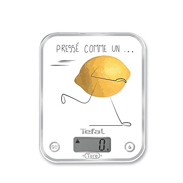 Tefal OPTISS Decor Pressé comme Un Citron Balance de Cuisine, Graduation de 5kg/1 g, Fonctions Liquide-Tare BC5135V0