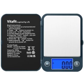 Vitafit Balance de Precision 500g/0.01g, Balance de Poche Électronique avec Écran LCD, Balance digitale en grammes, Balance d