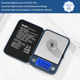 Vitafit Balance de Precision 500g/0.01g, Balance de Poche Électronique avec Écran LCD, Balance digitale en grammes, Balance d