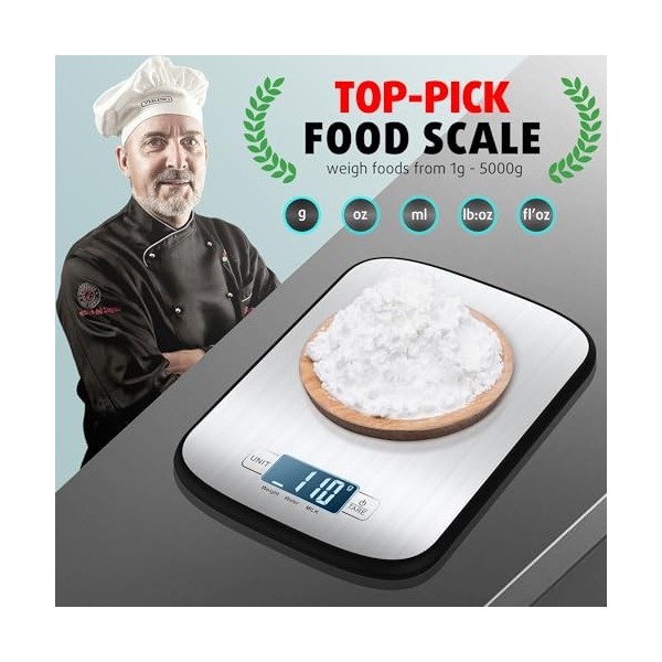 Balance de Cuisine numériqu, Balance Alimentaire, Poids en Grammes et en onces pour la pâtisserie, la cuisine et la préparati
