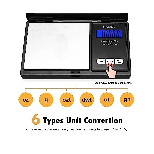 CAMRY Balance de poche numérique 500 g/0,01 g - Balance de précision - Balance numérique - Balance de précision - Balance do