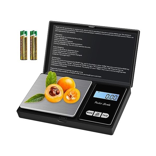 Balance de Precision 500g/0.01g Balance Gramme Petite Balance Precision Mini Balance Bijoux Milligramme avec Écran LCD Rétroé