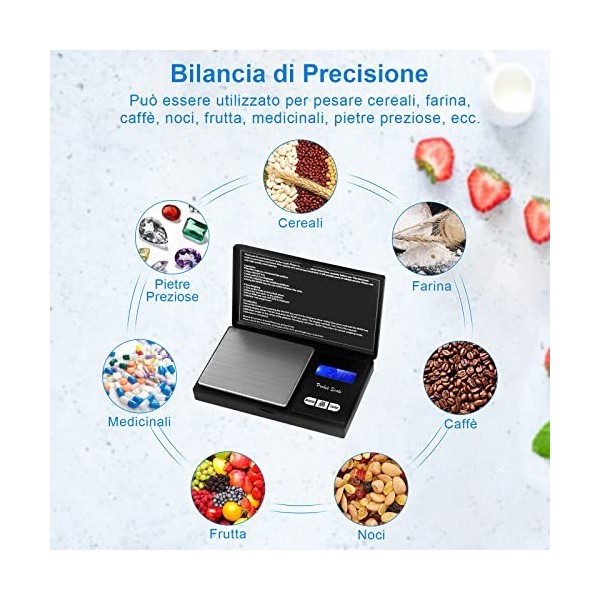 Balance de Precision 500g/0.01g Balance Gramme Petite Balance Precision Mini Balance Bijoux Milligramme avec Écran LCD Rétroé