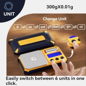 GRAM PRES Balance numérique de poche 300g x 0.01g, petite balance portable de précision, poids numérique en grammes et en onc