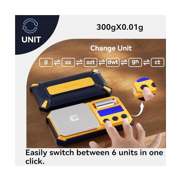 GRAM PRES Balance numérique de poche 300g x 0.01g, petite balance portable de précision, poids numérique en grammes et en onc