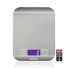 GRIFEMA GA2002 Balance de Cuisine Électronique de Haute Précision 5000g/1g avec Écran LCD Rétroéclairé, 6 Unités et Fonction 