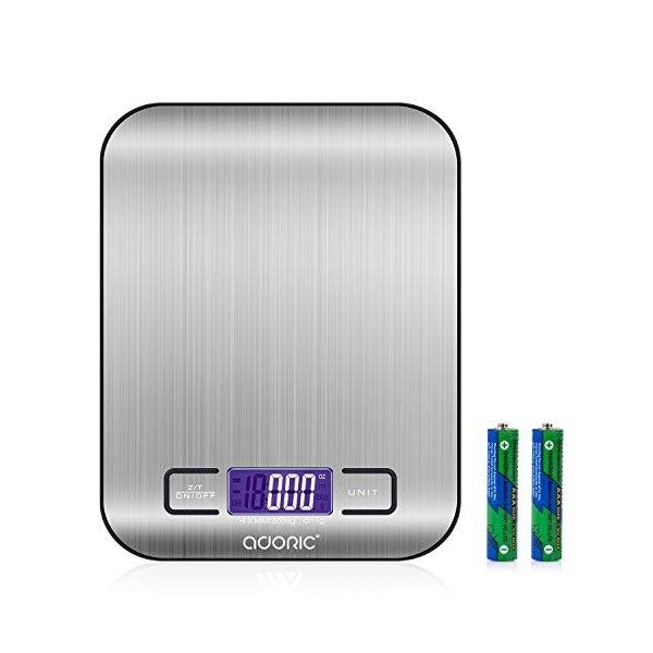 ADORIC Balance Cuisine Electronique Balance de Précision - Balance numérique de Cuisine de Haute Précision, Acier Inoxydable 