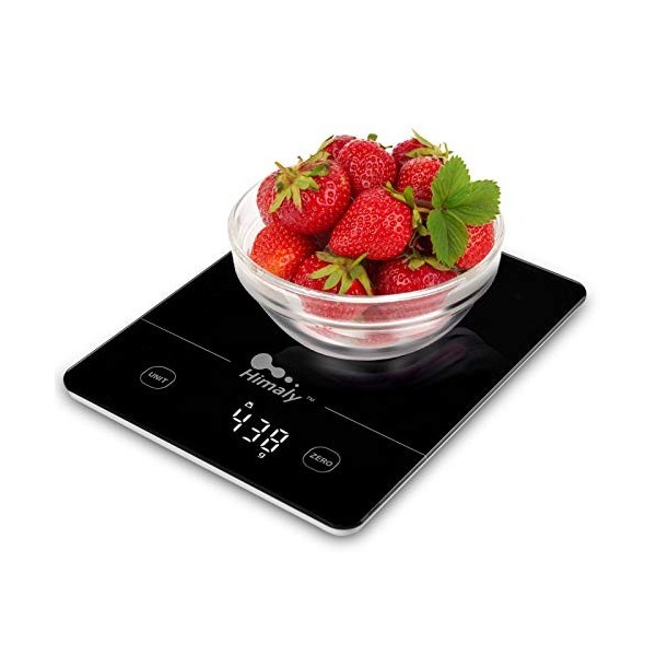 himaly Balance Cuisine Numérique, Balance de Précision pour Cuisine, Fonction Tare et Minuterie, en Acier Inoxydable, Tactile
