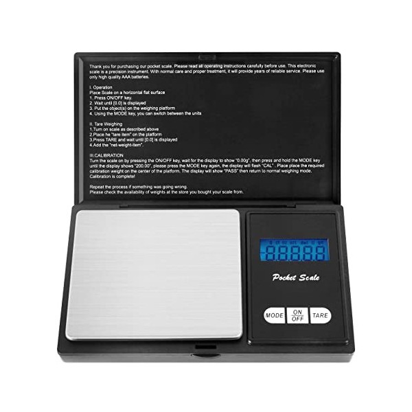 Foraco Balance de Précision, 200g/0.01g Balance de Cuisine, Balance Milligramme Petite Balance de Poche avec Écran LCD et Tar...