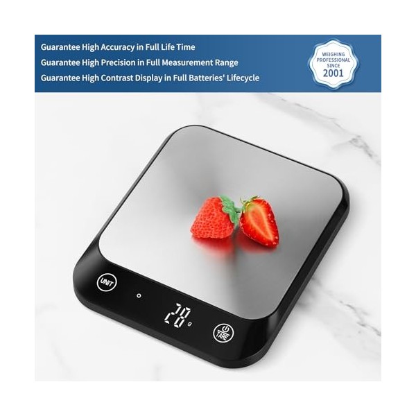 Vitafit 10kg Balance de cuisine numérique, Professionnelle de Pesage Depuis 2001, 6 Unités et Fonction Tare Acier Inoxydable 