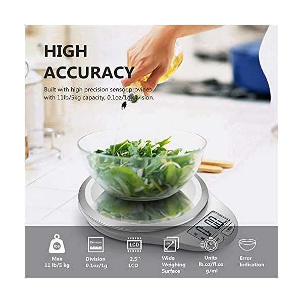 CAMRY Balance de cuisine Balance numérique Balance électronique professionnelle avec précision jusquà 1g Poids maximum 5kg A