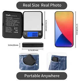 Vitafit Balance de Precision 500g/0.01g, Balance de Poche Électronique avec Écran LCD, Balance digitale en grammes, Balance d
