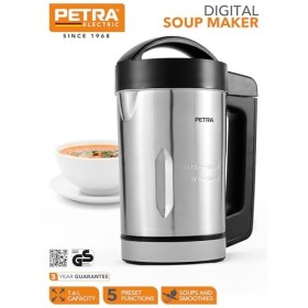 Petra Machine à soupe, Blender à Soupe Chauffant, pichet en acier inoxydable1,6 L, 5 programmes de cuisson, ecran digital, ma
