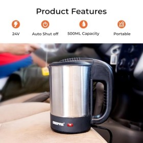 Geepas Bouilloire de voyage 24 V – Bouilloire de camion 500 ml, chauffe-eau pour caravanes – Bouilloire électrique portable e