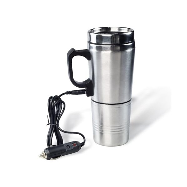 Tasse électrique de voiture 12 V, bouilloire électrique portable en acier inoxydable avec prise allume-cigare, tasse chauffan