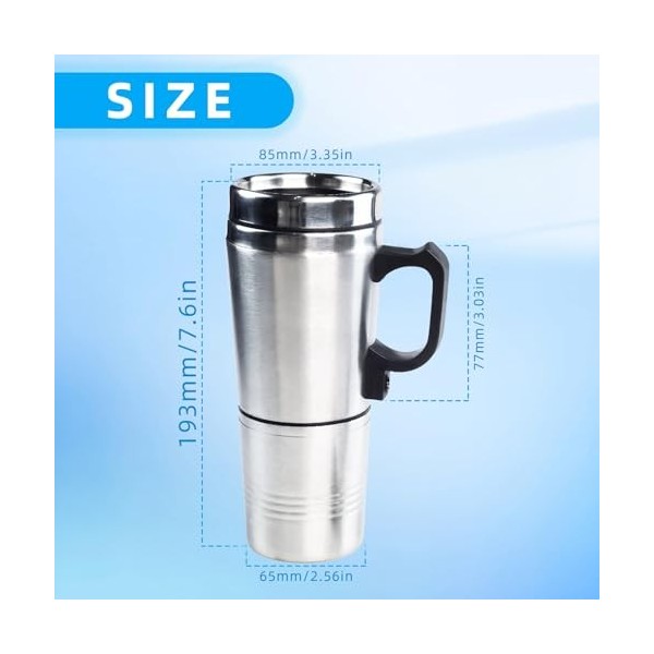 Tasse électrique de voiture 12 V, bouilloire électrique portable en acier inoxydable avec prise allume-cigare, tasse chauffan