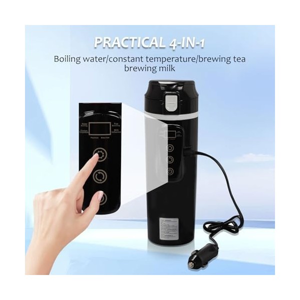 Longzhuo Bouilloire de voyage, bouilloire portable 12 V/24 V, bouilloire de voiture avec thermostat intelligent et contrôle d