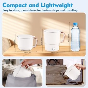 MXBAOHENG Bouilloire électrique pliable de 1,1 l en acier inoxydable 304 pliable de camping de voyage bouilloire de vacances 