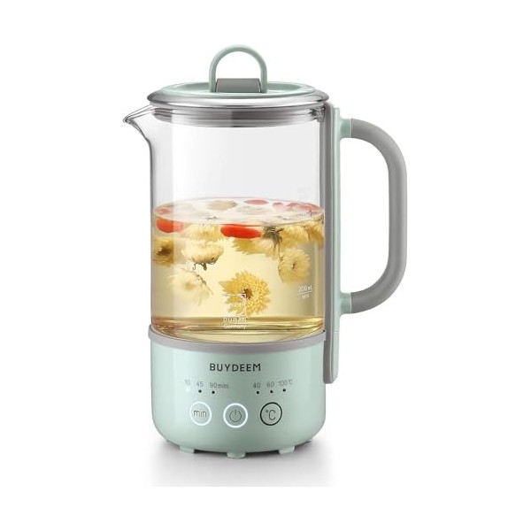 BUYDEEM K314 Travel Electric Kettle, Mini Healthy-Care Beverage Kettle, Machine à thé avec verre allemand Schott & Durable Pr