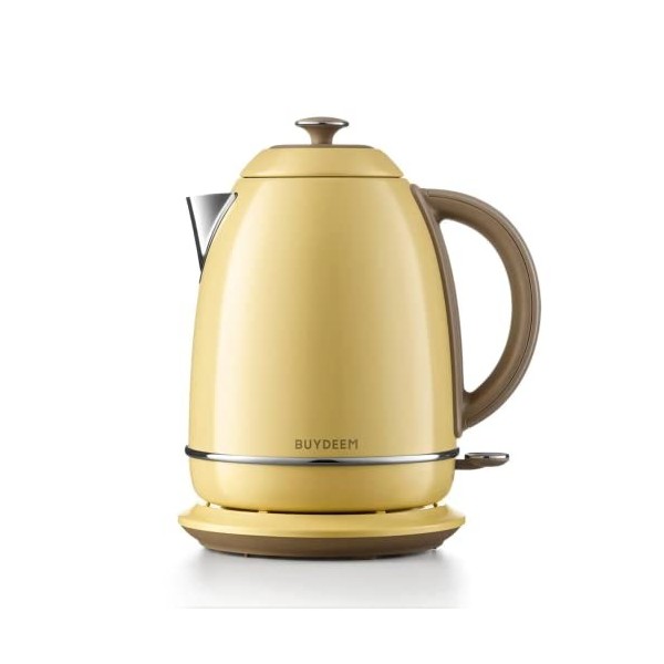 BUYDEEM Bouilloire électrique rétro - 1,7 l - En acier inoxydable - Sans BPA - Arrêt automatique et protection contre le froi