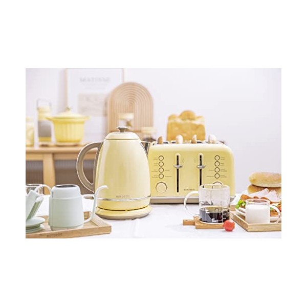 BUYDEEM Bouilloire électrique rétro - 1,7 l - En acier inoxydable - Sans BPA - Arrêt automatique et protection contre le froi