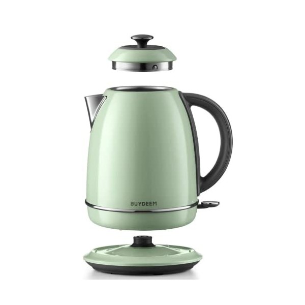BUYDEEM Bouilloire électrique rétro - 1,7 l - En acier inoxydable - Sans BPA - Arrêt automatique et protection contre le froi