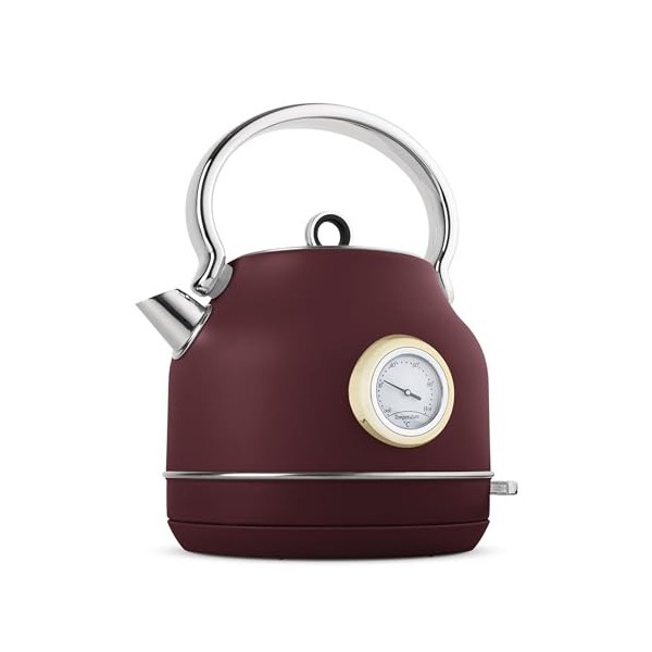 Berlinger Haus Bouilloire 1,7 l avec thermomètre Leonardo Collection, élégante, puissante et pratique, bordeaux mat