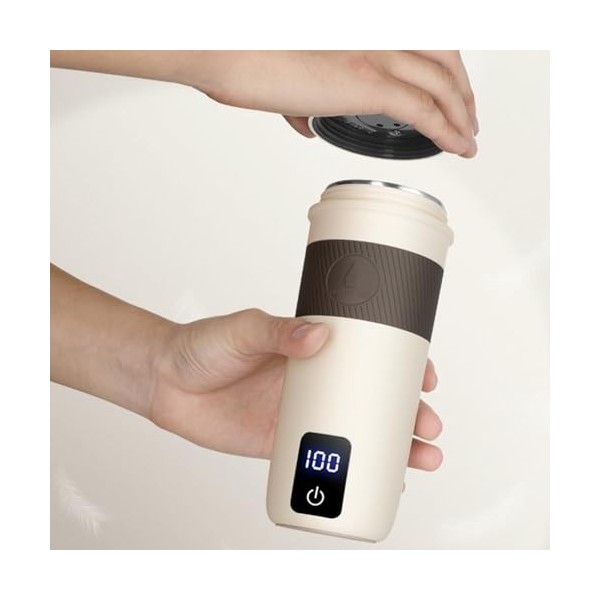 ONEVER Bouilloire de voyage, 350 ml/300 W, petite bouilloire en acier inoxydable 316 avec 4 niveaux de réglage de la températ