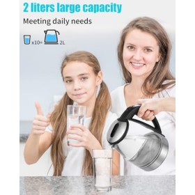 Bouilloire en verre 2 litres,Bouilloire en verre éclairée par LED,2300W,chauffage rapide,sans BPA,Éclairage interne,arrêt aut