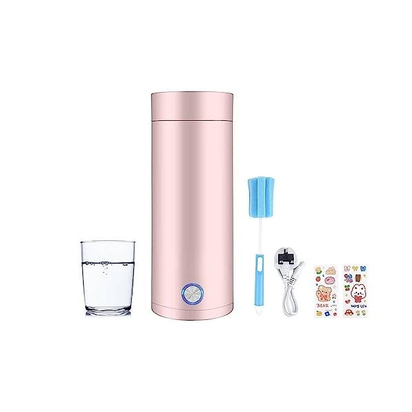 Hitopin Bouilloire de voyage de 400 ml, mini bouilloire électrique de voyage, à arrêt automatique, avec 2 autocollants et 1 b