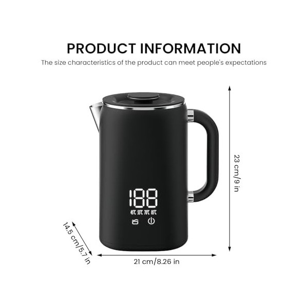 1.7 L Bouilloire Électrique, Bouilloire De Voyage Electrique, Bouilloire Electrique De Voyage, Affichage Numérique Lcd, Base 
