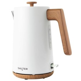 Salter Toronto Bouilloire 1,7L, Bouilloire Blanc Mat avec Effet Bois Sans Fil, Fonction Arrêt Rapide 3KW, Base à 360°, Avec F