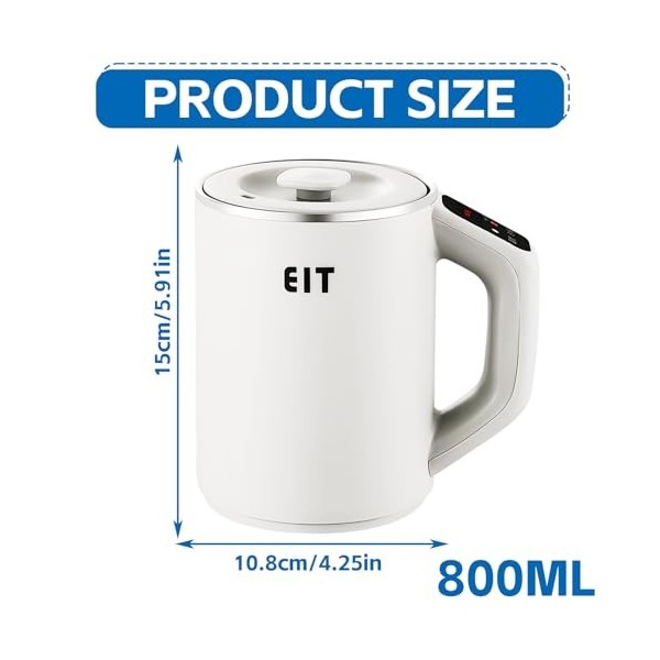 Bouilloire Electrique, Bouilloire De Voyage De 800 ML, Bouilloire Inox, Bouilloire De Voyage En Acier Inoxydable 300 W, Inter