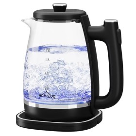 HOMELUX Bouilloire électrique en verre de 1,8 l avec LED bleue et filtre, 1800 W, sans BPA, filtre, verre borosilicate, arrêt