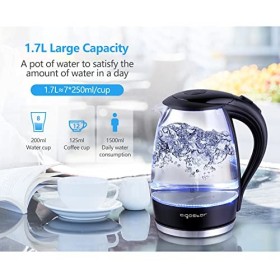 Aigostar Adam 30GOM - Bouilloire électrique en cristal avec illumination LED, capacité de 1,7 litres, puissance de 2200W, san