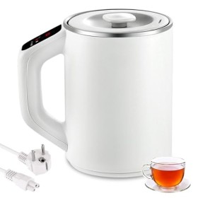 Petite Bouilloire Electrique, Mini Bouilloire de Voyage 800ML, 300W Bouilloire en Acier Inoxydable, Mini Bouilloire de Campin