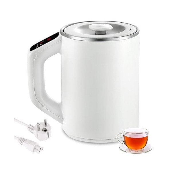 Petite Bouilloire Electrique, Mini Bouilloire de Voyage 800ML, 300W Bouilloire en Acier Inoxydable, Mini Bouilloire de Campin