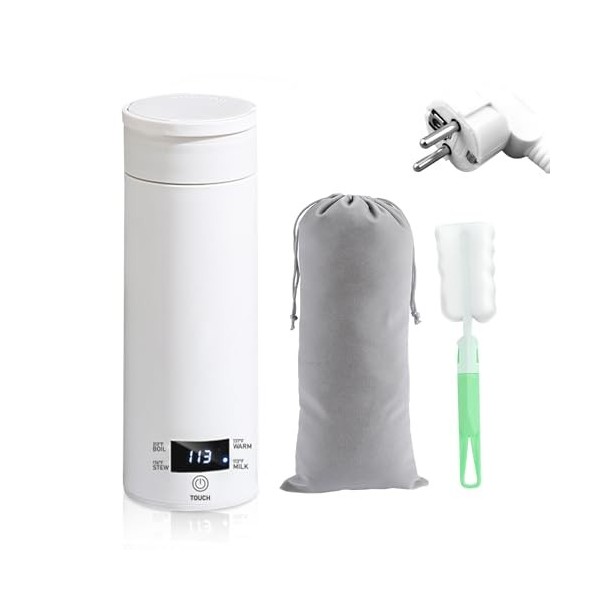 WIYETY Petite bouilloire de voyage, 500 ml, avec 4 niveaux de réglage de la température, 220 V 300 W, bouilloire de voyage po