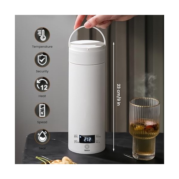 WIYETY Petite bouilloire de voyage, 500 ml, avec 4 niveaux de réglage de la température, 220 V 300 W, bouilloire de voyage po