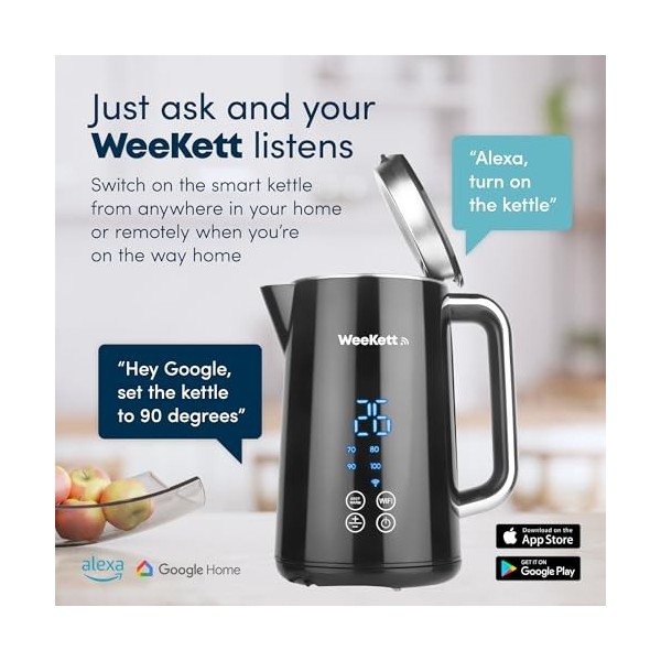 WeeKett Bouilloire intelligente avec commande vocale avec Amazon Alexa, Google et Siri, contrôle de la température, garde au