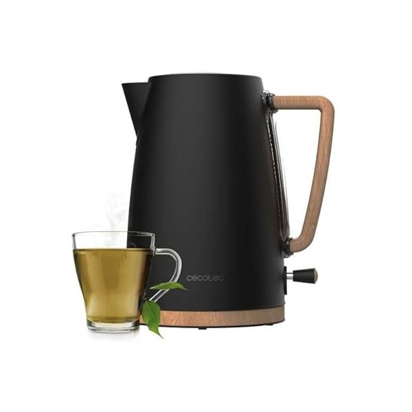 Cecotec Bouilloire Electrique 1,7L ThermoSense 200 Woody. Bouilloire 2200 W, Capacité 1,7 L,Ébullition Rapide, Inox Alimentai