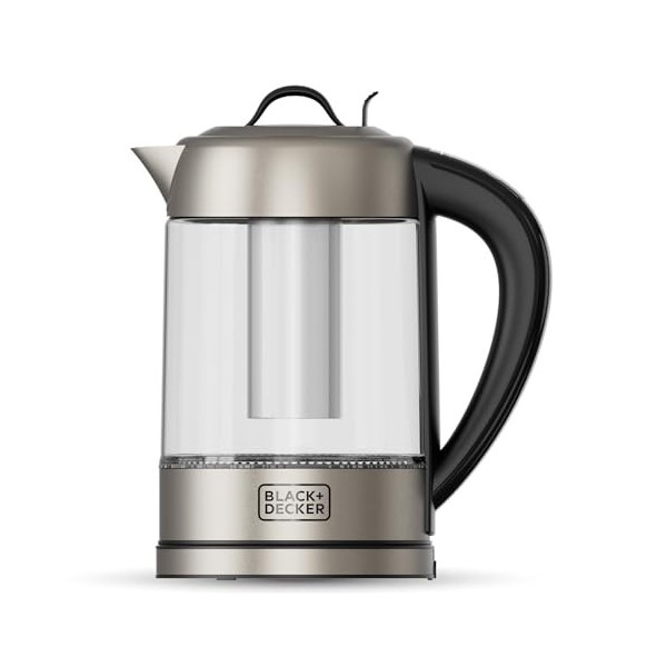 Black+Decker - Bouilloire Électrique BXKE2206E | 2200W | Capacité 1,7L | 7 Niveaux de Température | Verre à Double Paroi Isol