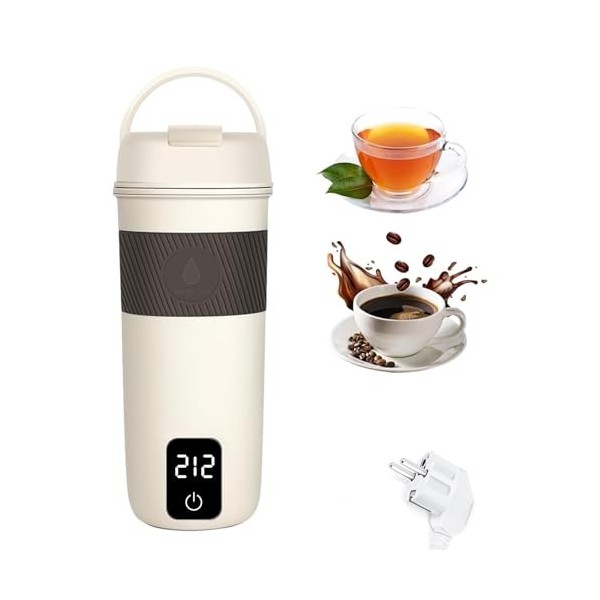 Euakee Chaudière de Voyage électrique, Chauffe-eau Portable de Voyage de 350 ml pour Café, Thé, Soupe au Lait, Chauffe-eau de